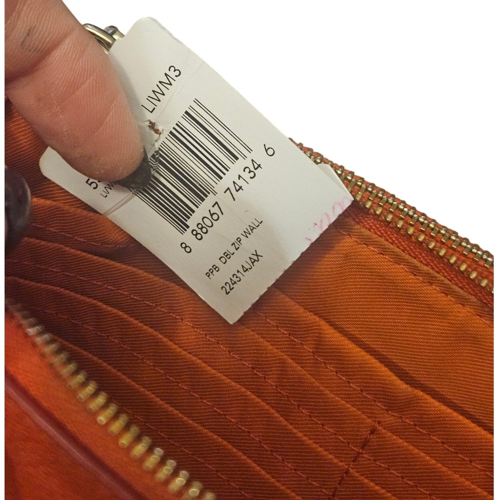 Coach‎ Double Zip Wristlet Orange Pebbled Leather Clutch Bag 87591 - Picture 6 of 8